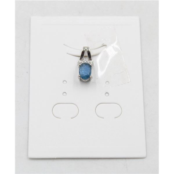 #91-NATURAL BLUE SAPPHIRE & CZ PENDANT