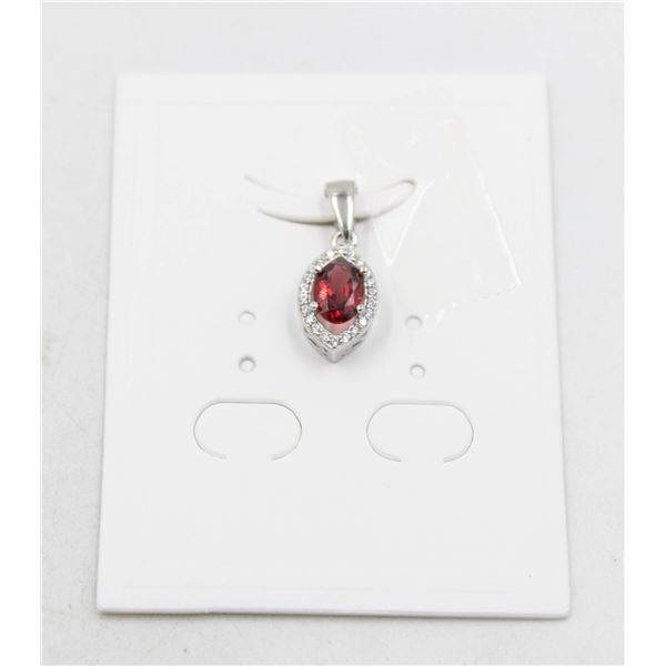 #35-NATURAL RHODOLITE GARNET & CZ PENDANT