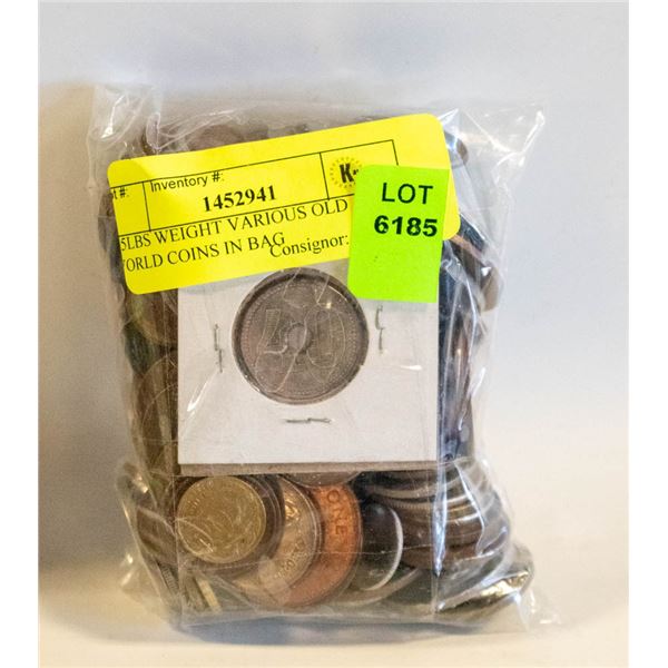 2.5LBS WEIGHT VARIOUS OLD WORLD COINS IN BAG