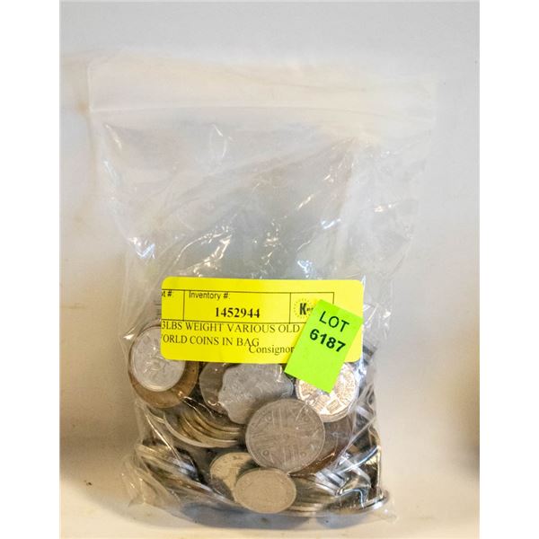 1.3LBS WEIGHT VARIOUS OLD WORLD COINS IN BAG
