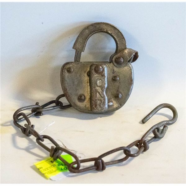 RAILWAY SWITCH LOCK STAMPED CNR WITH CHAIN NO KEY