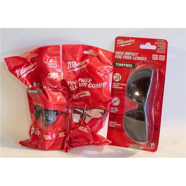 3 PACKS OF MILWAUKEE SAFTY GLASSES CLEAR AND TINTE