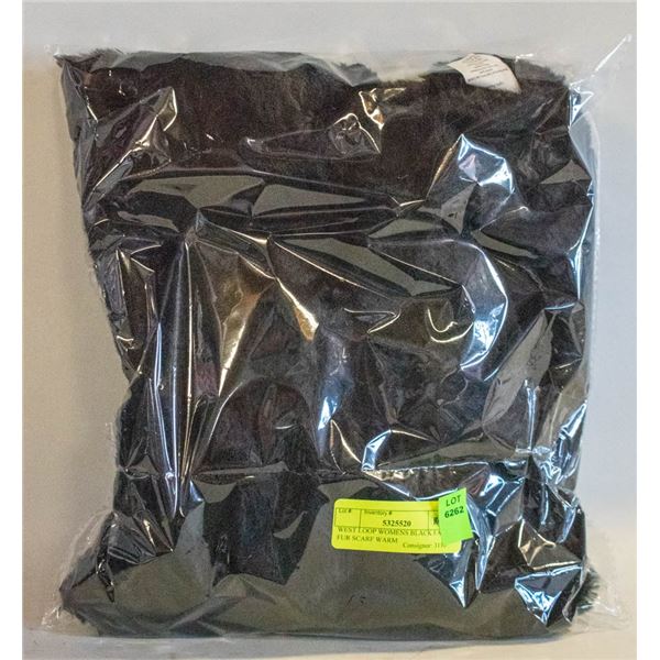 WEST LOOP WOMENS BLACK FAUX FUR SCARF WARM