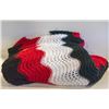 Image 1 : AFGHAN CROCHETED (5 FT X 6 FT) (RED, BLACK &