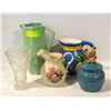 Image 1 : GLASS PITCHERS, TEDDY BEAR CERAMIC 2-PIECE &