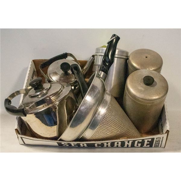 VINTAGE SILVER/BRASS BLACK- HANDLE TEAPOTS,