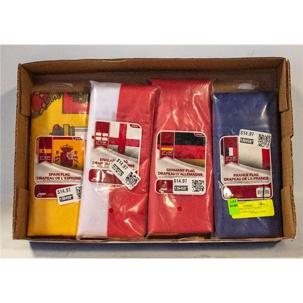 FLAGS - NEW (27"X54") FRANCE, GERMANY, ENGLAND &