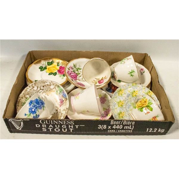VINTAGE BONE CHINA TEACUPS & SAUCERS