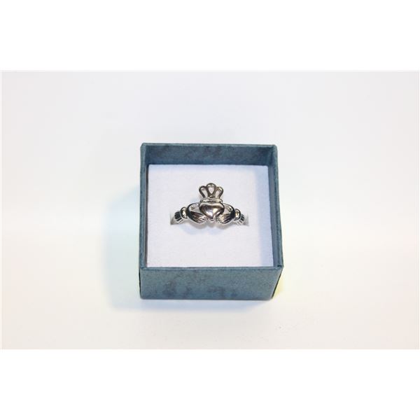 SILVER TONE FAITH HOPE LOVE IRISH LADIES' CLADDAGH
