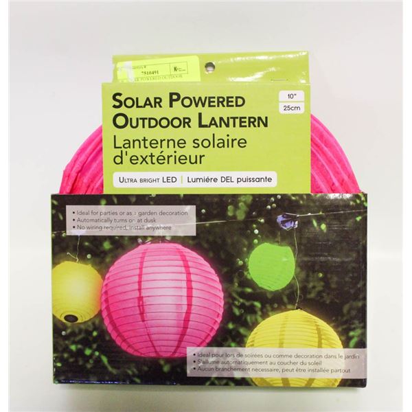 NEW SOLAR POWERED OUTDOOR LANTERN 10 INCH PINK