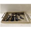 Image 1 : WOOD TRAY WITH ESTATE LOT OF SUNGLASSES