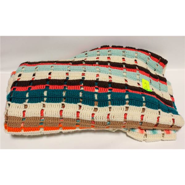 KNITTED BLANKET MULTI  APROX 80"X45"
