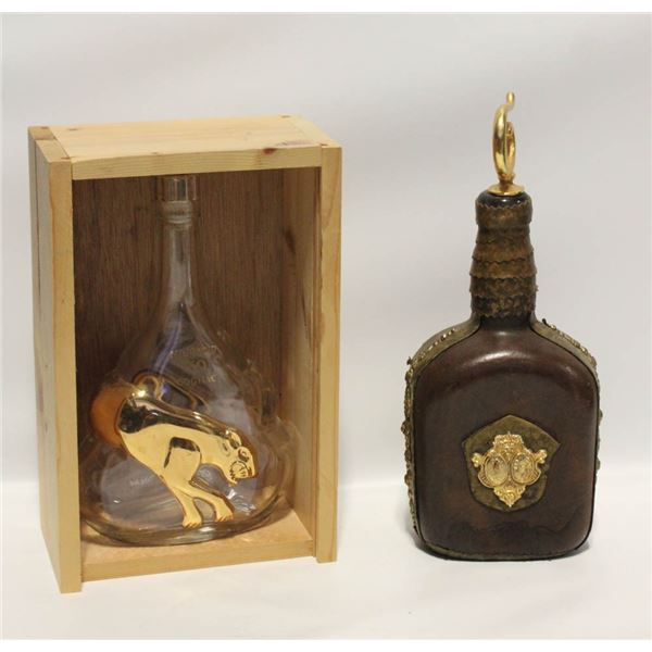 LEATHER WRAPPED BOTTLE & COLLECTOR COGNAC
