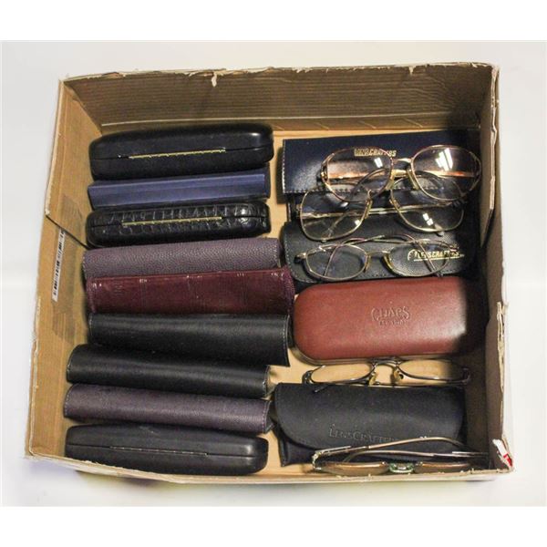 13 PAIR VINTAGE PERSCRIPTION GLASSES W/CASES -