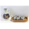 Image 1 : VINTAGE WEST GERMAN DECANTER & 6 CUPS WWICKER