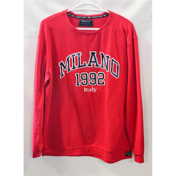 MENS L MILANO ITALY RED LONG SLEEVE SHIRT