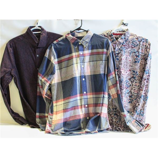 3 MENS L/XL DRESS SHIRTS INC ABERCROMBIE & FITCH/