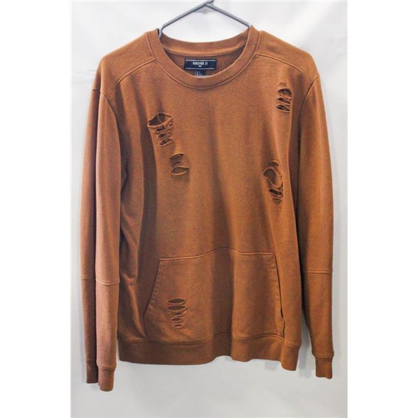 MENS L FOREVER 21 BROWN LONG SLEEVE SHIRT