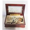 Image 1 : WOOD JEWLERY BOX WITH CONTENT