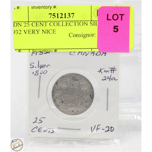 CDN 25 CENT COLLECTION SILVER 1932