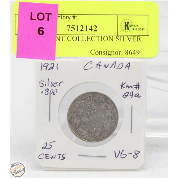 CDN 25 CENT COLLECTION SILVER 1921