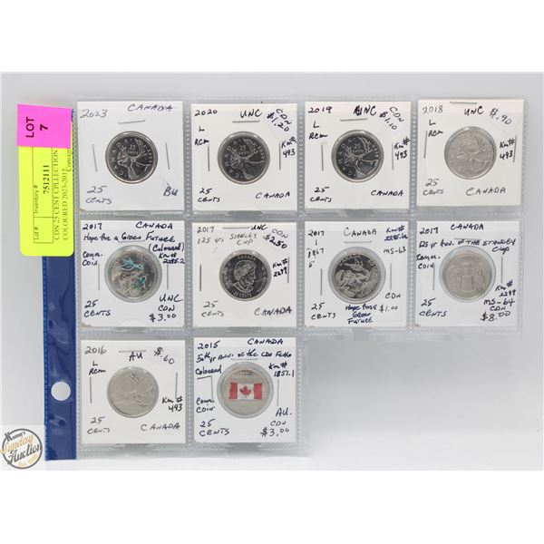 CDN 25 CENT COLLECTION COLOURED 2023-2015