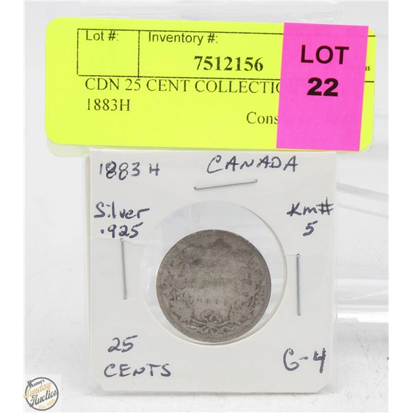 CDN 25 CENT COLLECTION SILVER 1883H