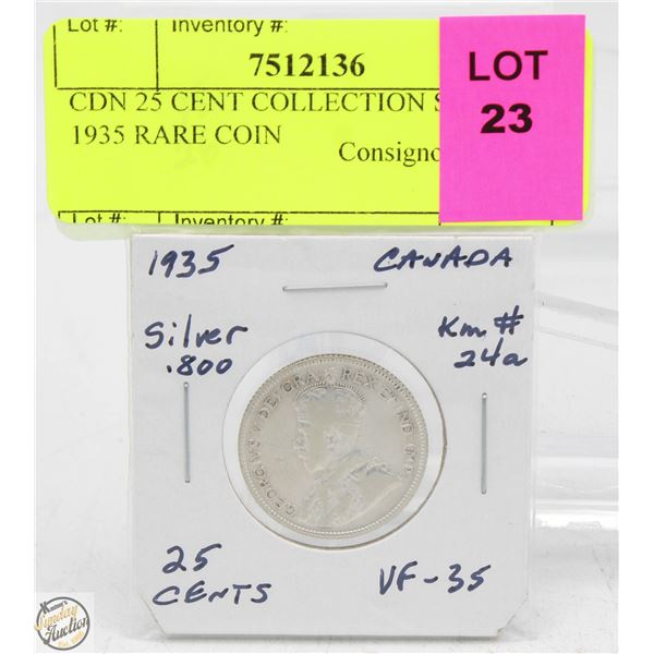 CDN 25 CENT COLLECTION SILVER 1935 COIN