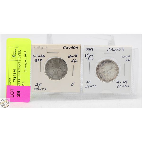 CDN 25 CENT COLLECTION SILVER 1957 + 1958