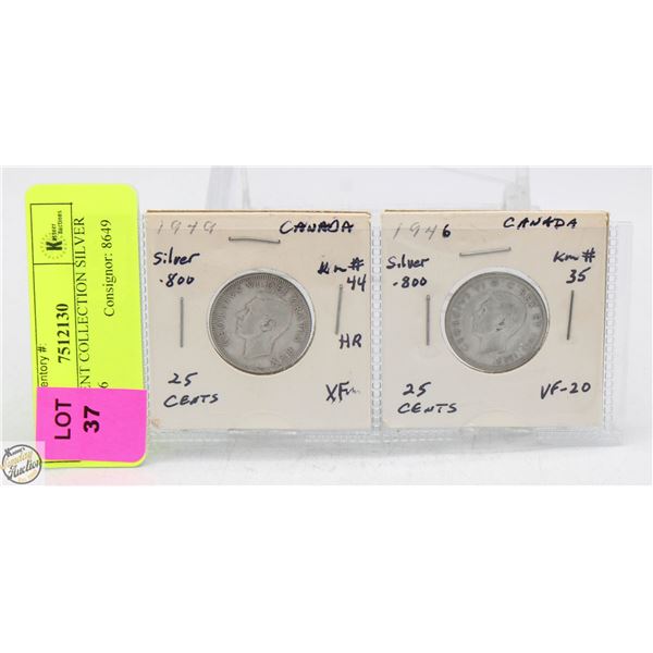CDN 25 CENT COLLECTION SILVER 1949 + 1946