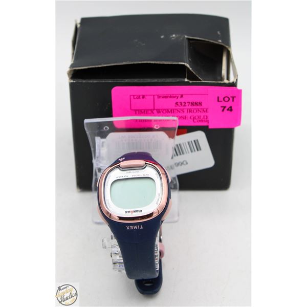 TIMEX WOMENS IRONMAN TRANSIT 33MM BLUE ROSE GOLD