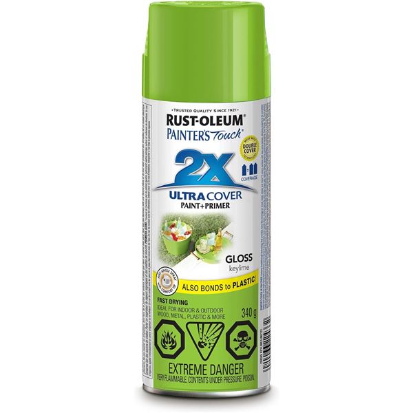 THREE 340G CANS OF RUST-OLEUM GLOSS KEYLIME