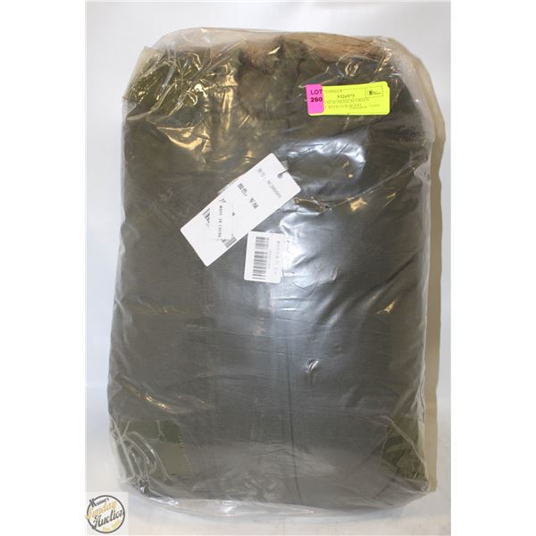 BRAND NEW MEDIUM GREEN JACKET WITH FAUX FUR HOOD