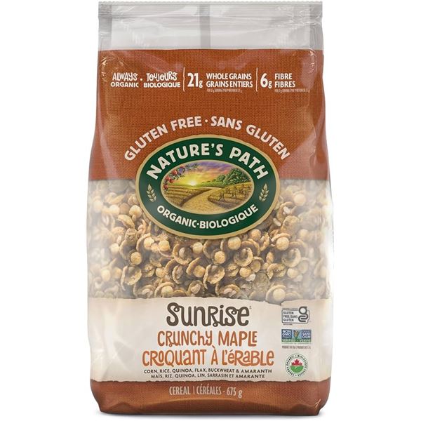 TWO 675G BAGS OF NATURES PATH CRUNCY MAPLE CEREAL