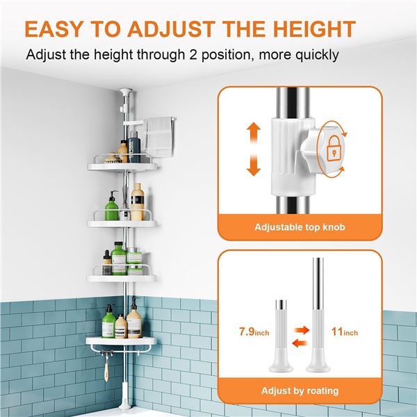 NEW HAMITOR WHITE 4-TIER CORNER SHOWER CADDY