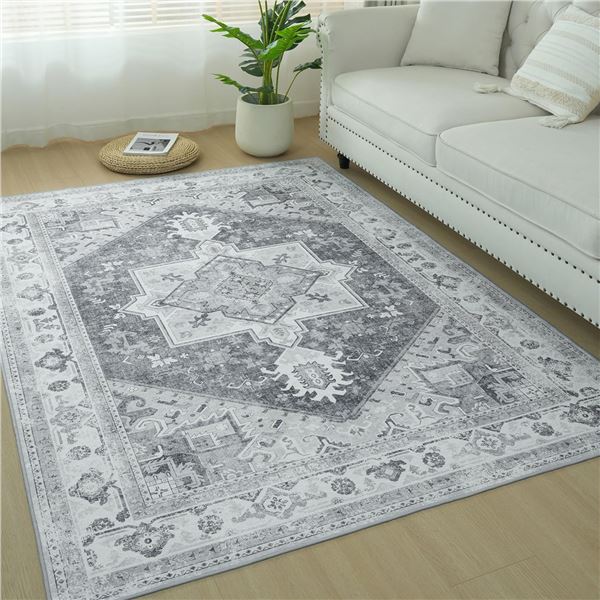 BRAND NEW BRICHOEE 6 X 9 DISTRESSED GREY AREA RUG
