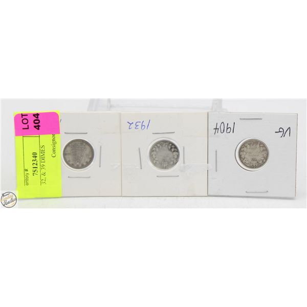 CDN 1904, 32, & 39 DIMES