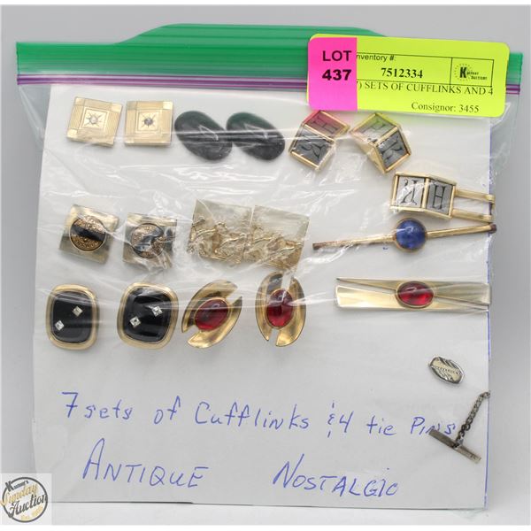 SEVEN (7) SETS OF CUFFLINKS AND 4 TIE PINS