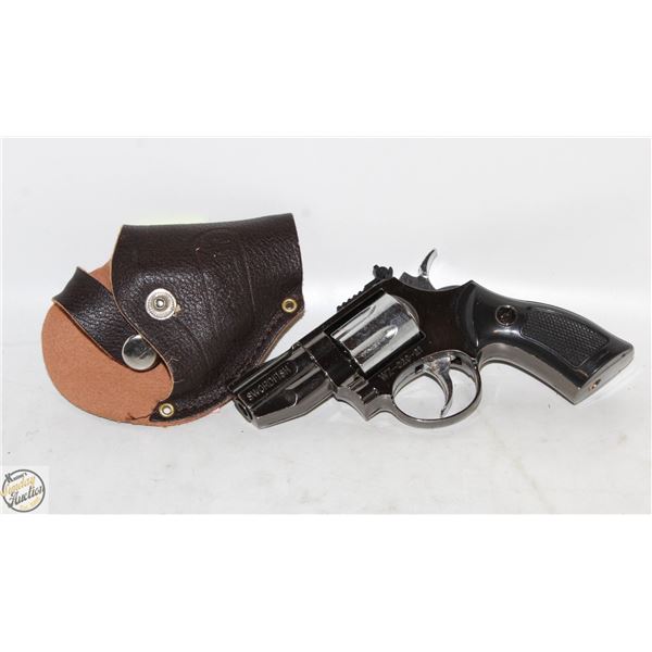 NOVELTY PISTOL BUTANE LIGHTER W/ LEATHER SHEATH