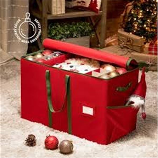 BRAND NEW ZOBER ORNAMENT STORAGE BOX RED