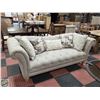 Image 1 : 3 CUSHION NAILEHEAD BEIGE FABRIC COUCH WITH 5 -
