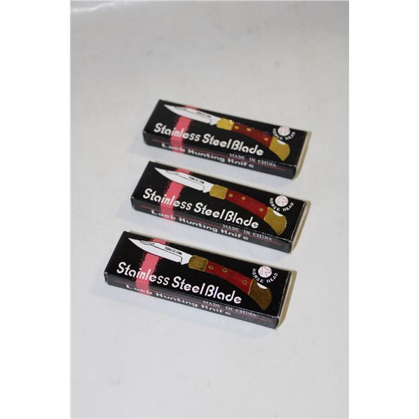 3 HORSE HEAD LOCK BLADE STAINLESS STEEL KNIVES