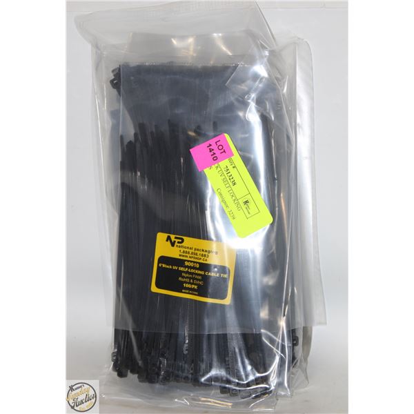 500 6” BLACK UV SELF LOCKING CABLE TIES