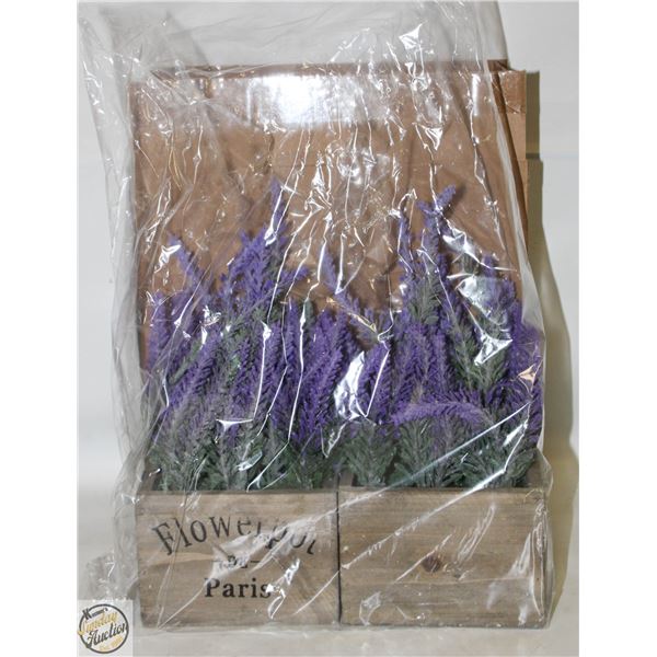 2 POTS OF ARTIFICIAL LAVENDER BROWN POTS