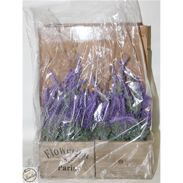 2 POTS OF ARTIFICIAL LAVENDER BROWN POTS