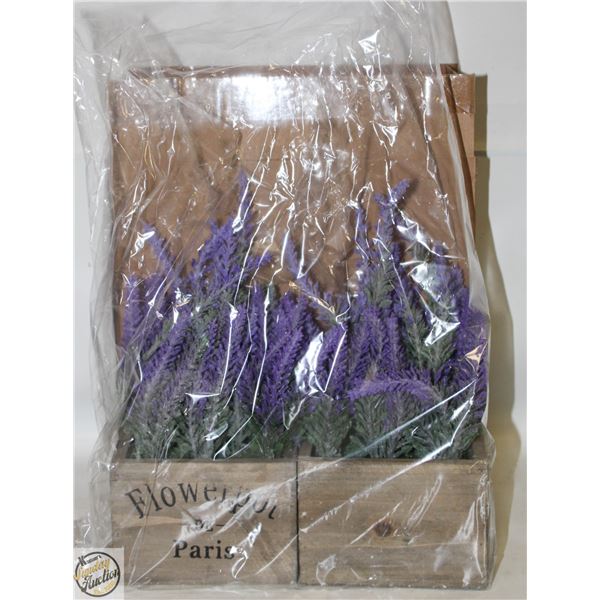 2 POTS OF ARTIFICIAL LAVENDER BROWN POTS