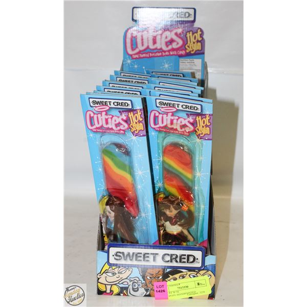 DISPLAY W/16 HANDPAINTED PORCELAIN DOLLS