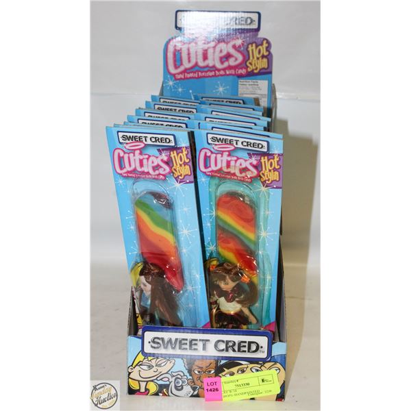 DISPLAY W/16 HANDPAINTED PORCELAIN DOLLS