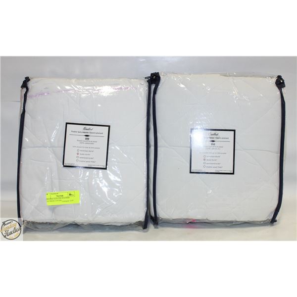 2 DOUBLE QUILTED FEATHER MATTRESS COVERS