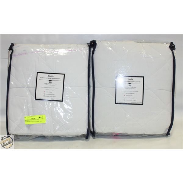 2 DOUBLE QUILTED FEATHER MATTRESS COVERS